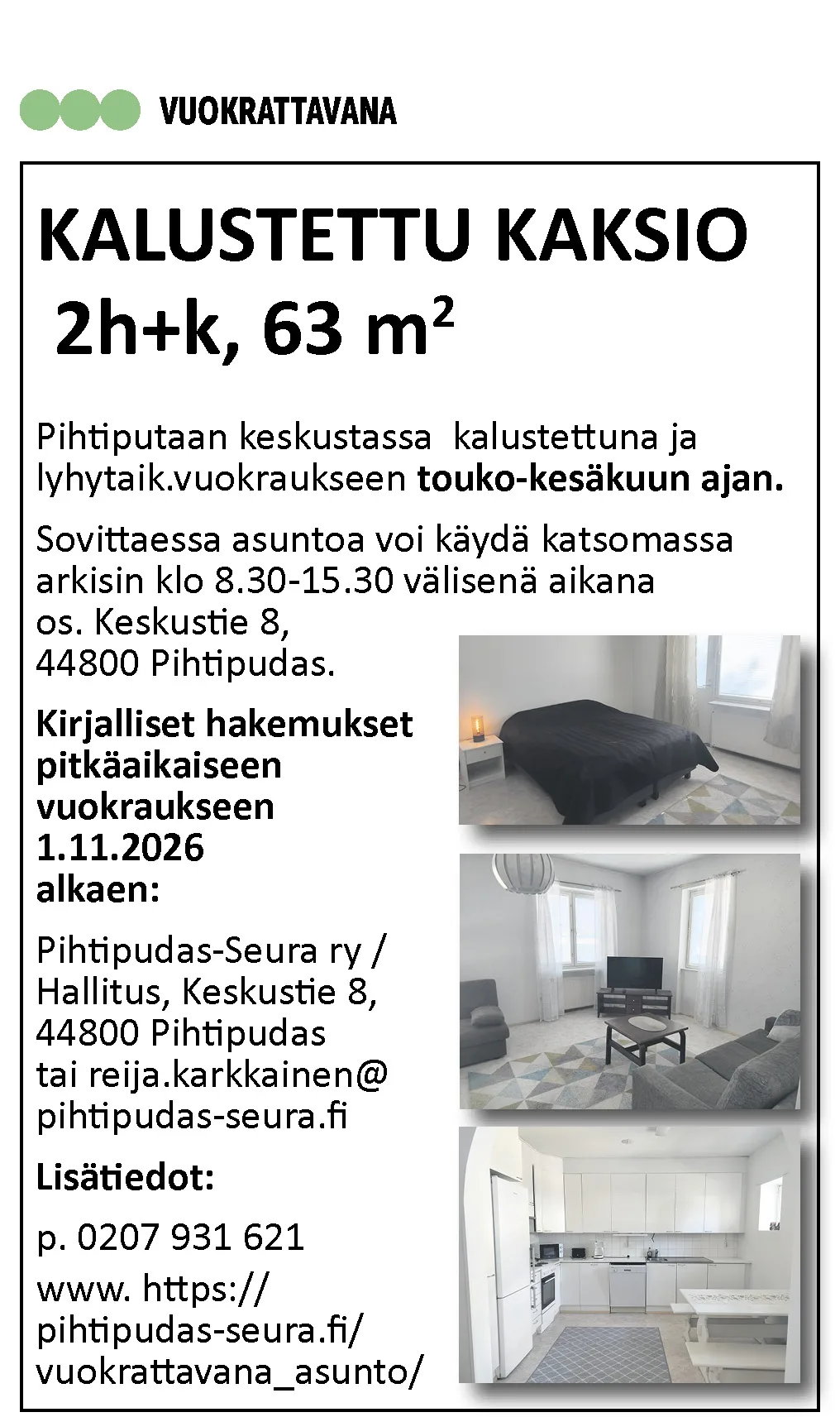 Vuokrattavana asuntoja